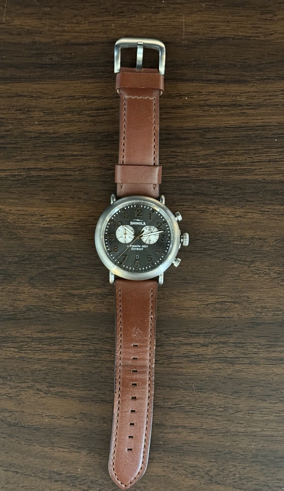 Shinola Titanium Argonite 5021 Quartz Chronograph -Box, Papers, Sleeve