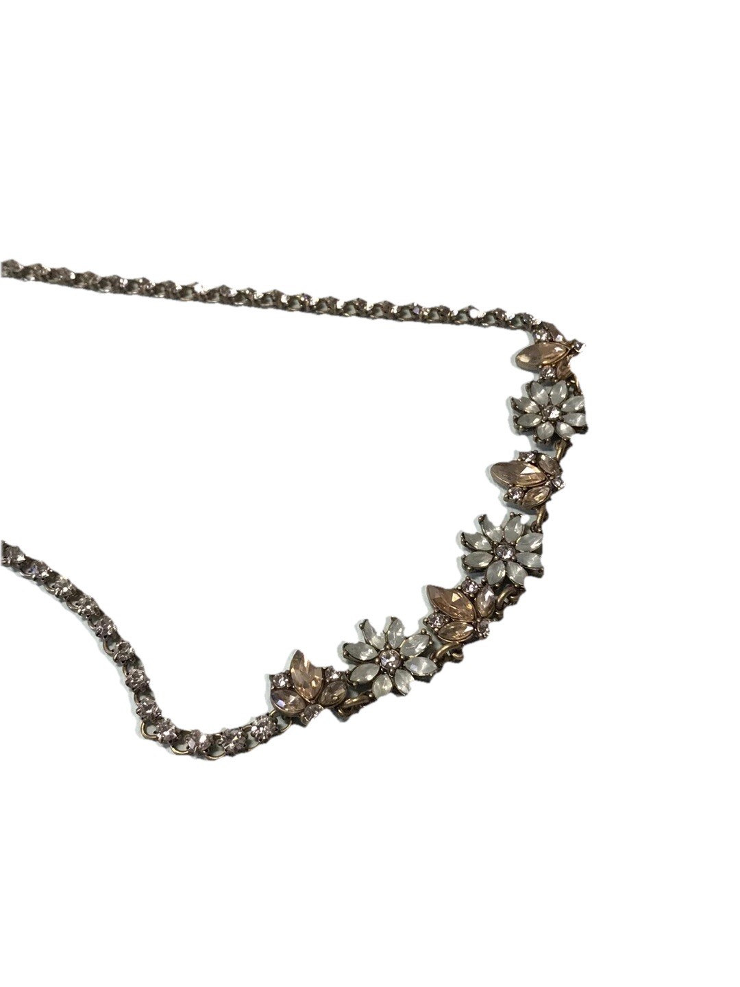 Chloe & Isabel Statement necklace, brass tone, pale blue and peach stones