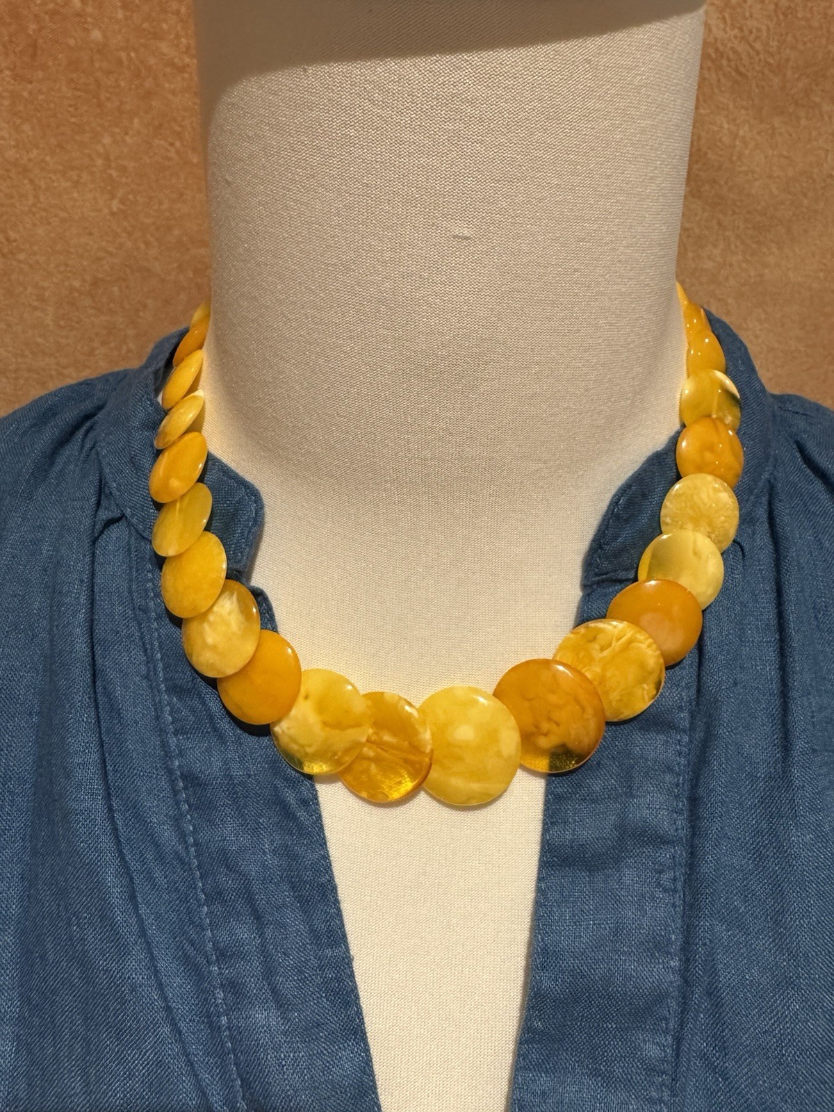 Natural Baltic Amber Necklace Butterscotch Egg Yolk Amber 27.2g 46cm