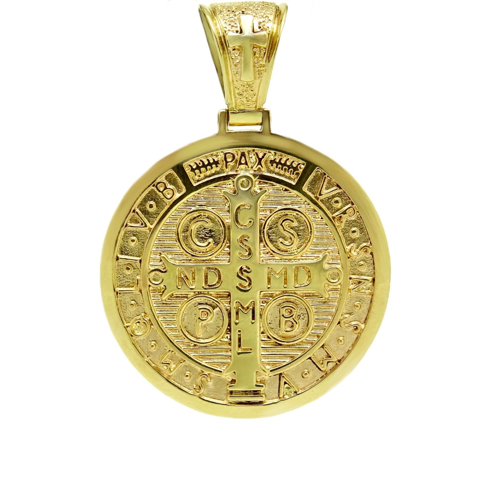 14K 10K Pure Gold Saint Benedict Cross Pendant Christian Catholic Men’s Women’s