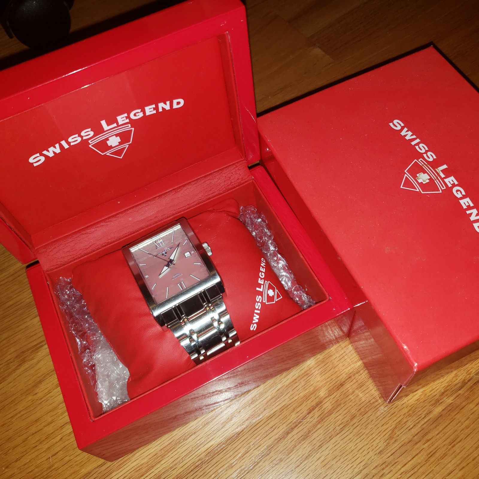 Swiss Legend Limousine Automatic Sapphire Tank Dress Watch Steel Needs SERVICE