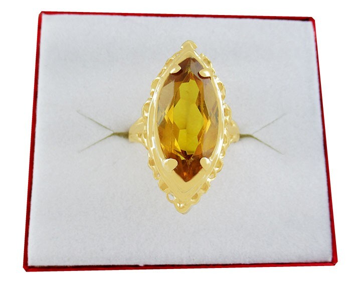 GENUINE 9.54 Cts YELLOW TOPAZ RING 10K GOLD – Free Certificate Appraisal – NWT