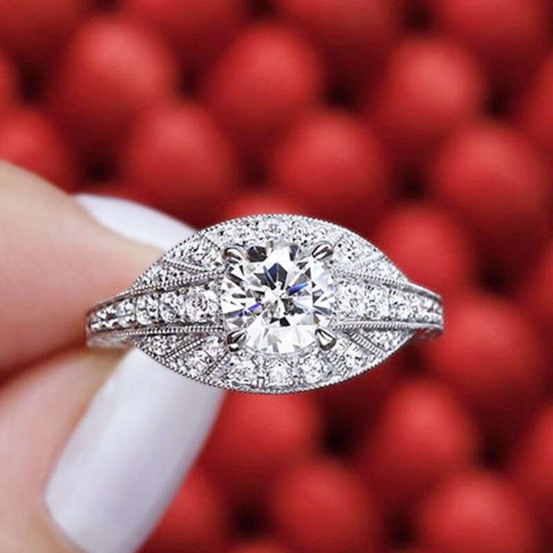 Ethnic Vintage Style Ring 1.8CT CZ Elegant Christmas Gift Ring 925 Silver plated