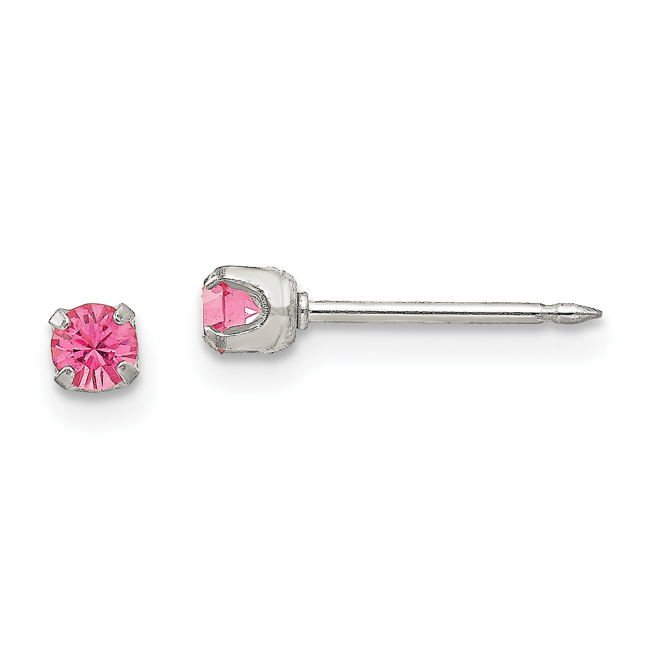 Inverness Stainless Steel 3mm Rose Crystal Earrings 177E