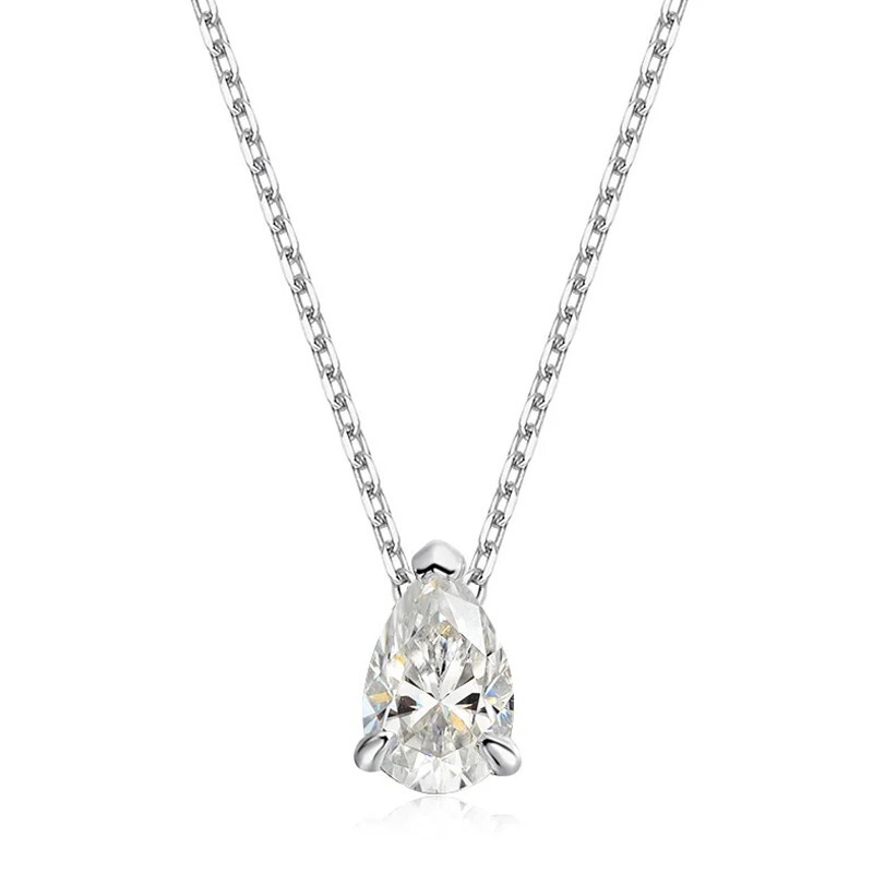 1-2ct Pear Cut Moissanite Solitaire Pendant Necklace S925 Silver 18K Gold Plated