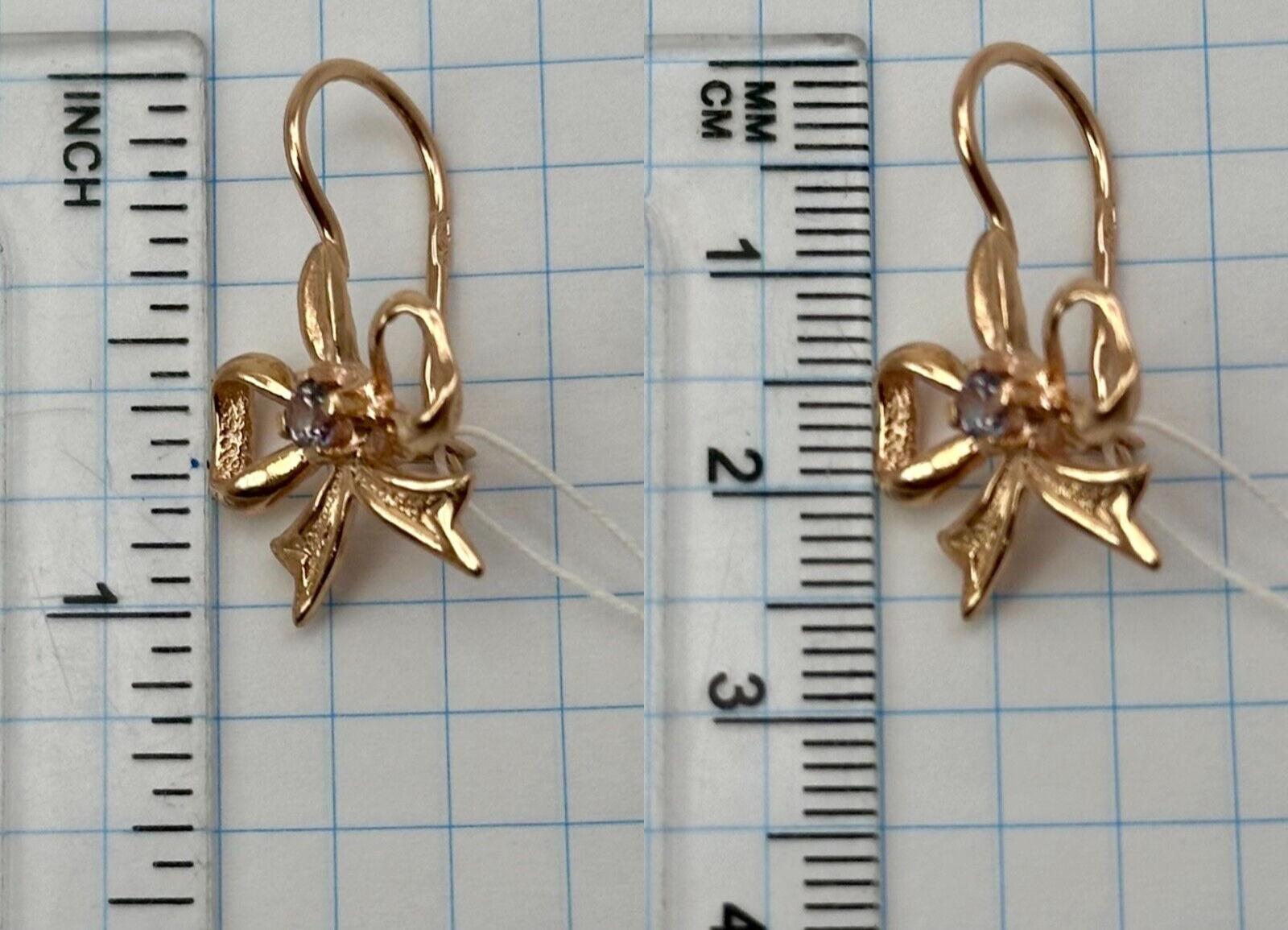 USSR Vintage Original Alexandrite (lab. made) Rose Gold Earrings 583 14K 4.02 g