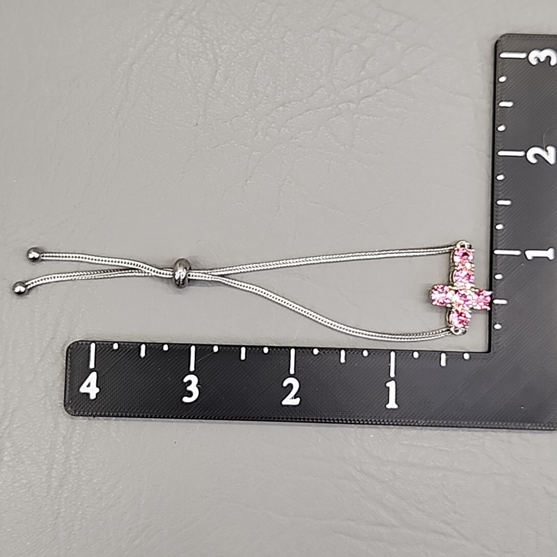 Cross Bracelet STS Karis Made with Swarovski Rose Crystals Pink Steel Mix