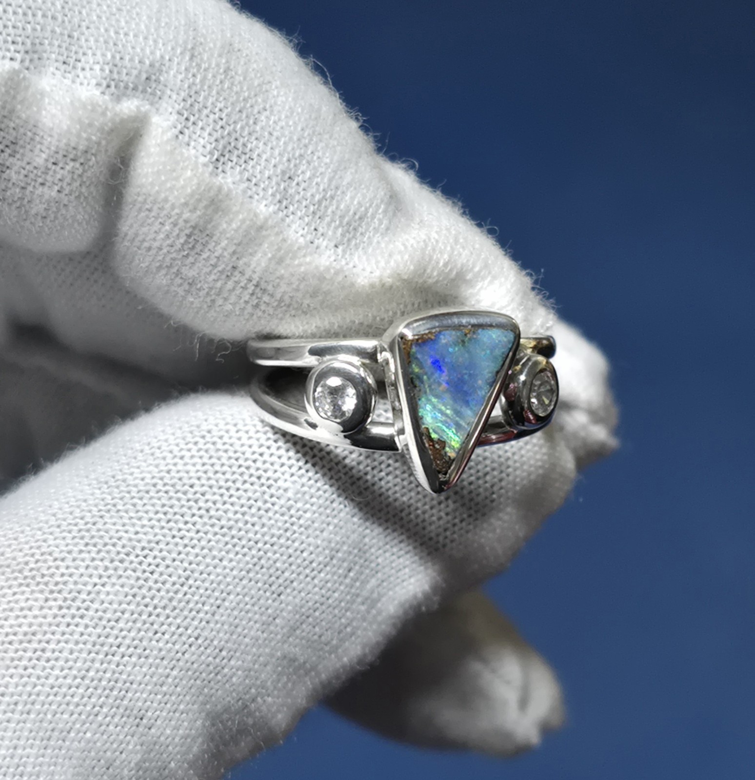 Australian Made Boulder One Off Opal 925 Sterling Silver Ring Unique