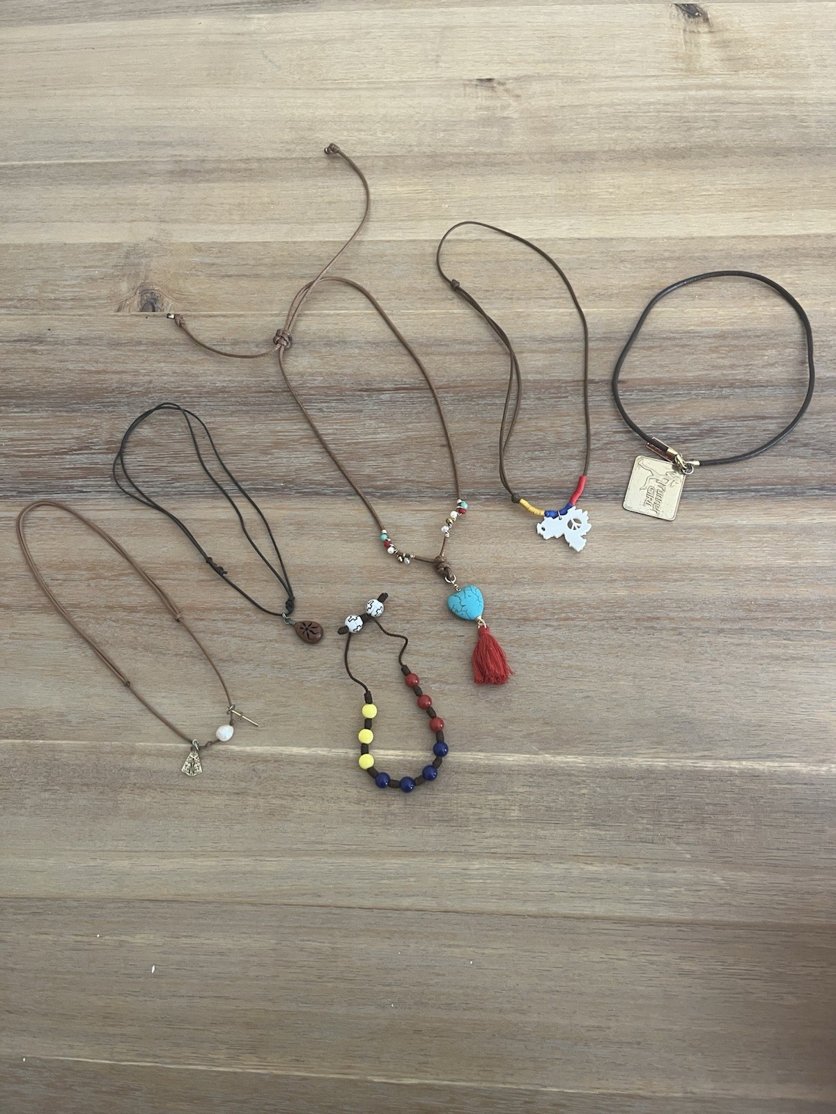 Multicolor Cord Jewelry Mixed Lot 6pc Necklaces Pendants Bracelet Turquoise
