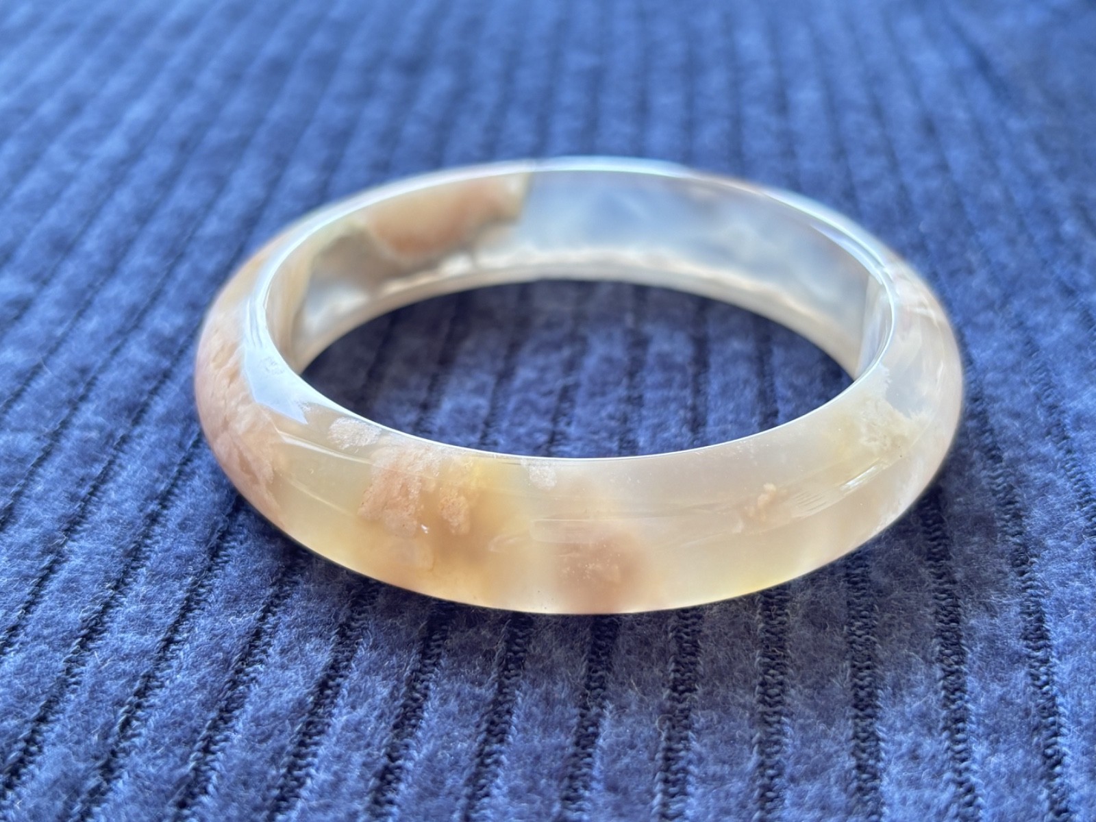 59mm Natural Cherry Blossom Agate Bangle Sakura Flower Quartz