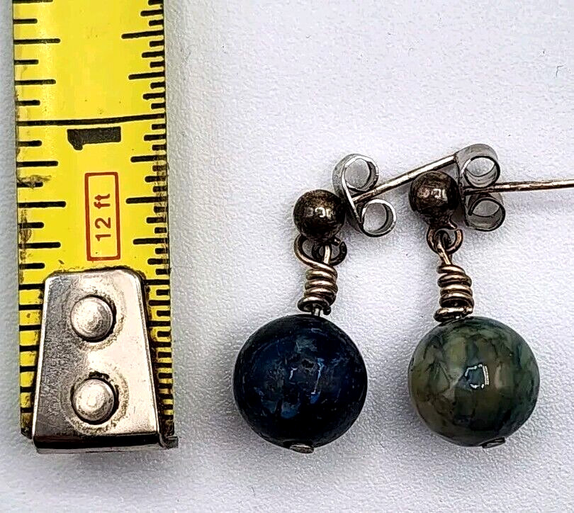 Blue Dyed Jasper Drop Earrings Stone Artisan Crafted Boho Beach Western Handmade