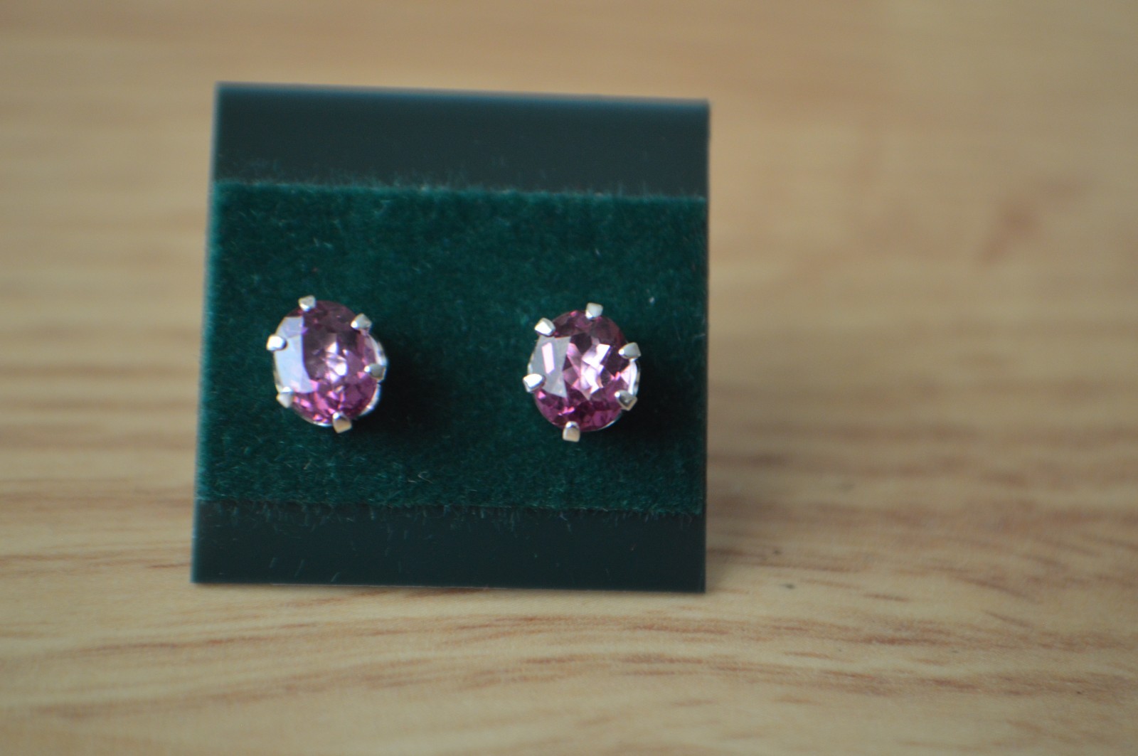 1.60ct Purplish Pink Malaya Garnet Solitaire Earrings Fine Silver 6x5mm VS