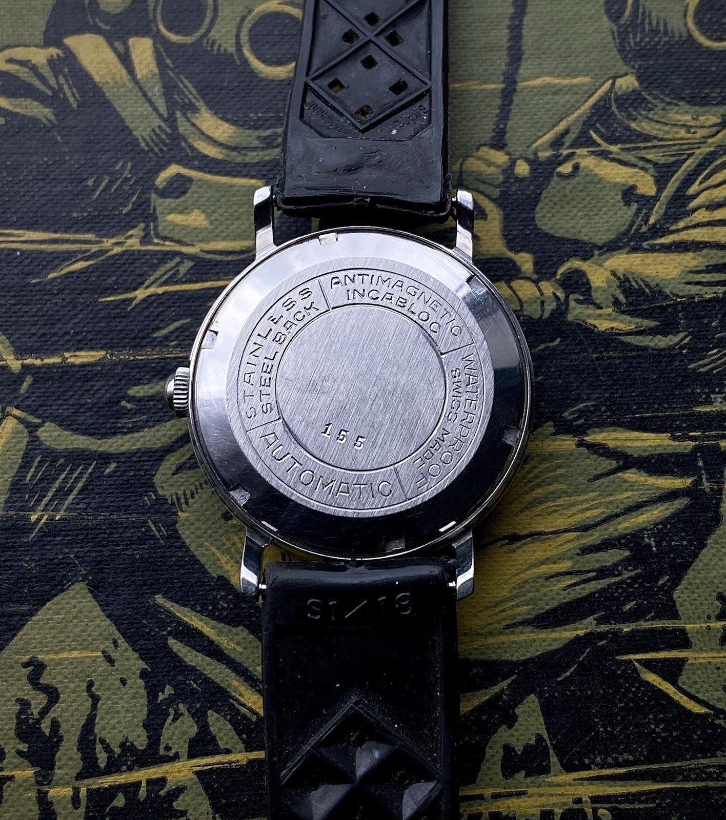 1960s Accurist Marin Graf 600 feet black dial Divers watch ETA 2452 date Tropic