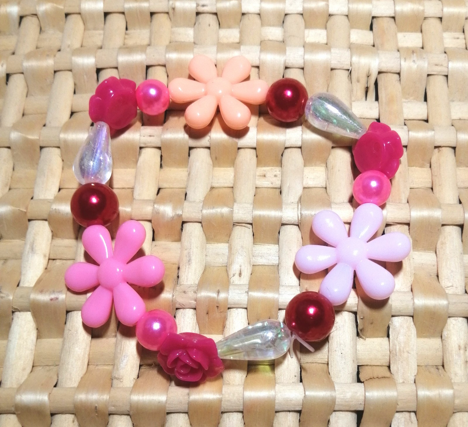 Boho Hippie Mixed Bead One Of A Kind Flower Bracelet