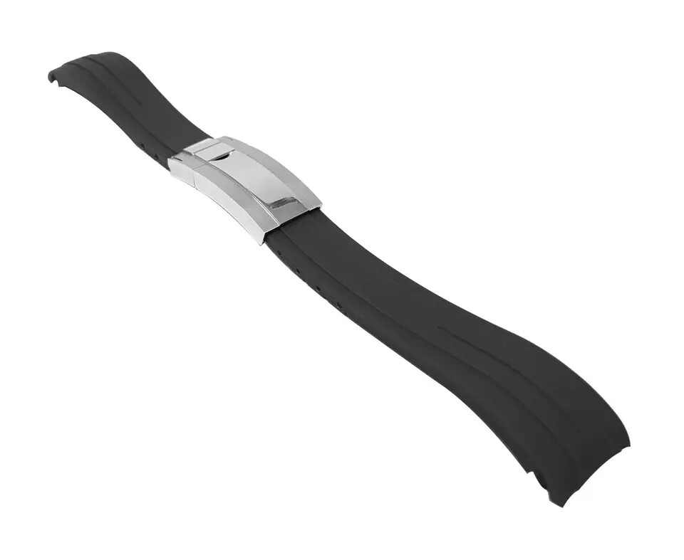 20mm Curved End Silicone Watch Band Rubber Strap for Rolex with Clasp or Without