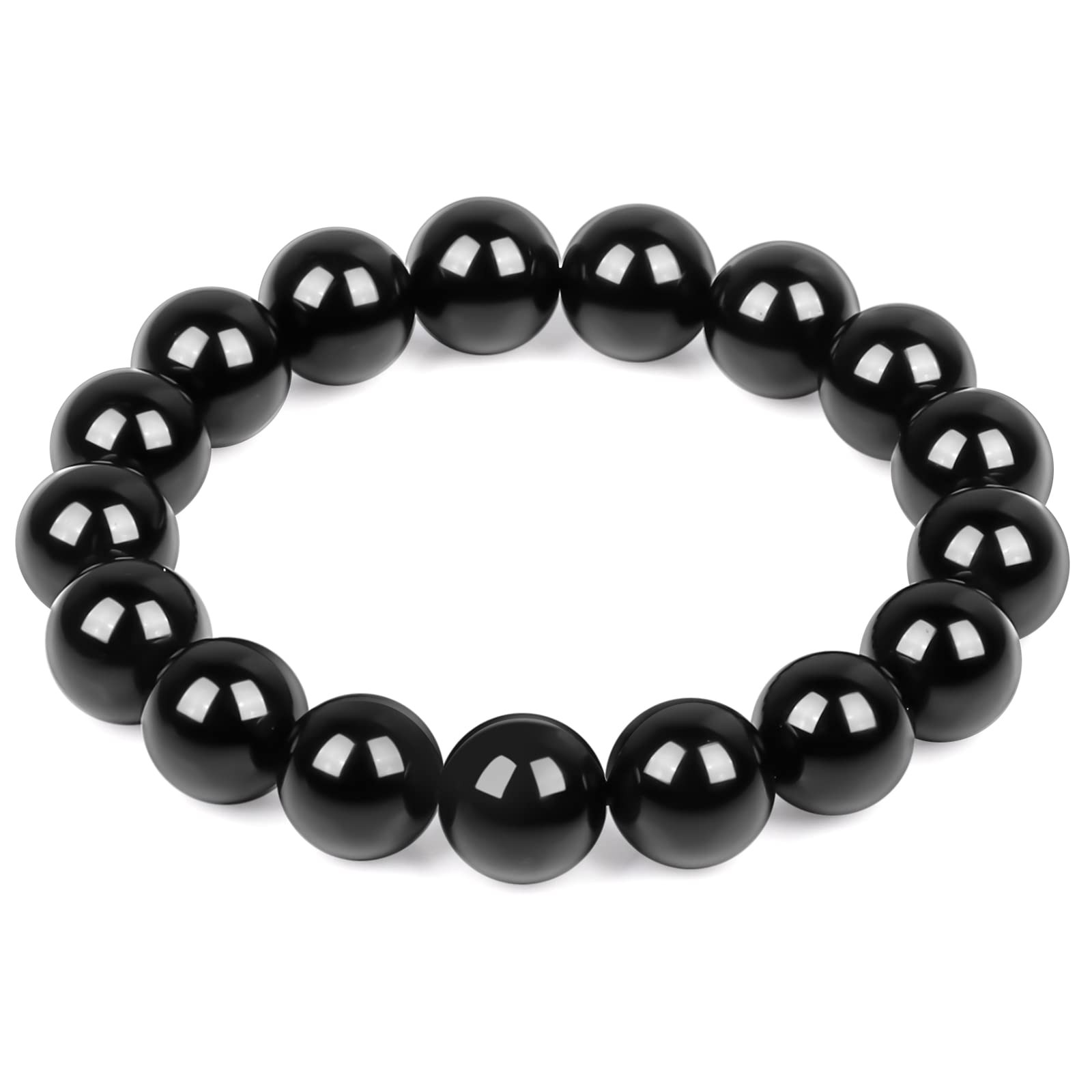 Protection Bracelet-Natural 6.3 inches – 7.3 inches, Black Obsidian (12MM)