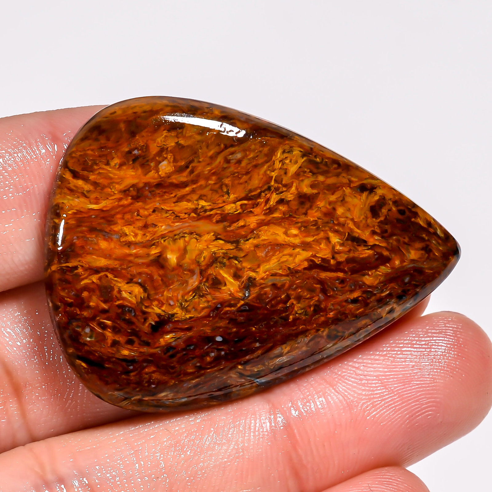 63.00 Cts. 100% Natural Stunning Pietersite Pear 42X31X6 MM Cabochon Gemstone