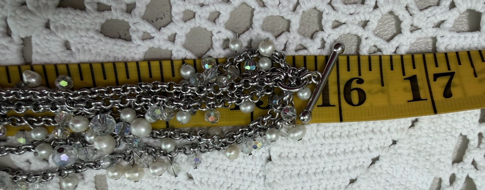 Ann Taylor Faux Pearl & AB Rhinestones Beaded Necklace & Cha Cha Bracelet
