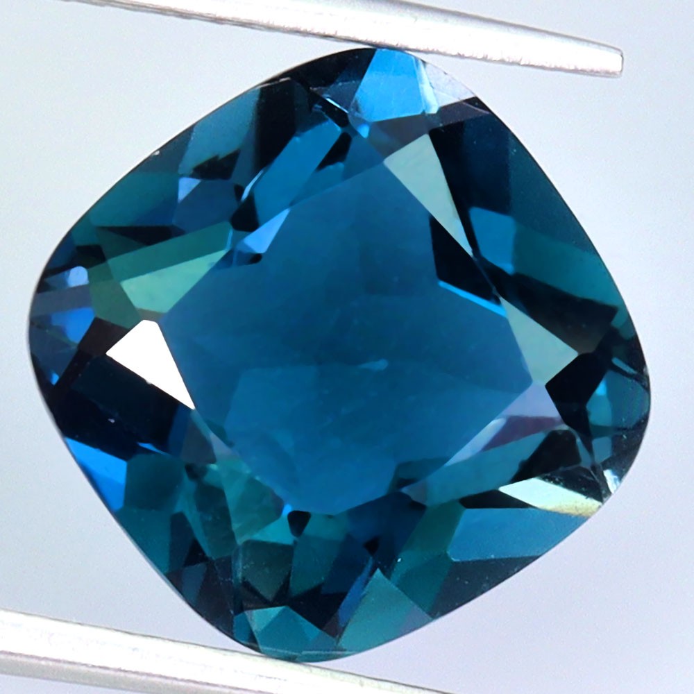 Cushion Cut Natural London Blue Topaz Africa 7.24ct 11.5mm Full Fire Gemstone