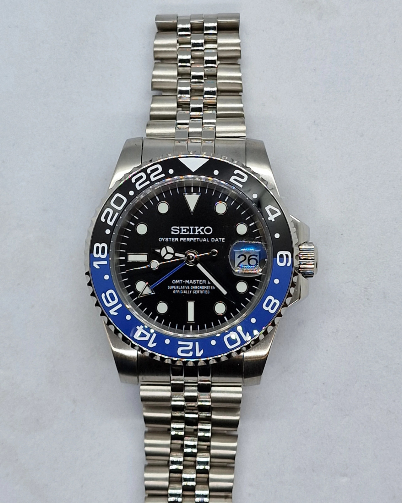 PrimeCrown Steel GMT Automatic | Blue/Black 24h Bezel | NH34