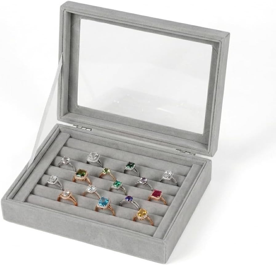24 Grid Jewelry Ring Display Organizer Box, Pink Earrings Holder Tray, Small Jew