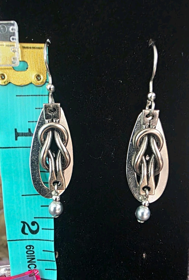 Boho/ Celtic Silvertone Oval Link Dangle/Drop Hook Earrings