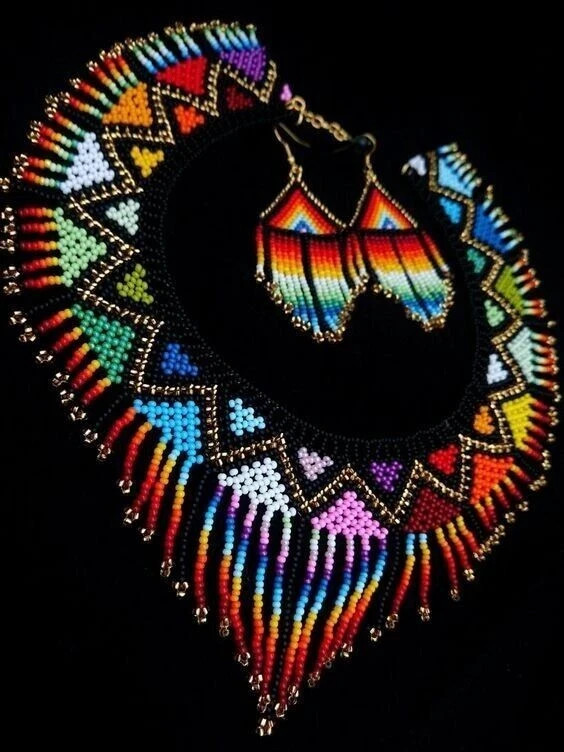 Handmade Necklace Seed Bead Boho American Style Beaded Multi Strand