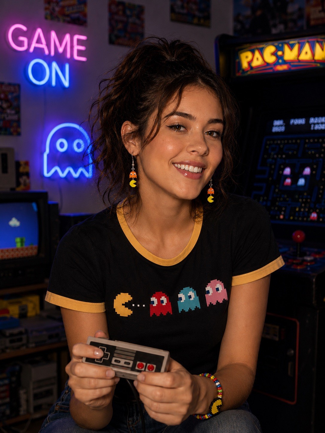 Handmade Pac-Man and Ghost Retro Gaming Earrings Video Game Gift
