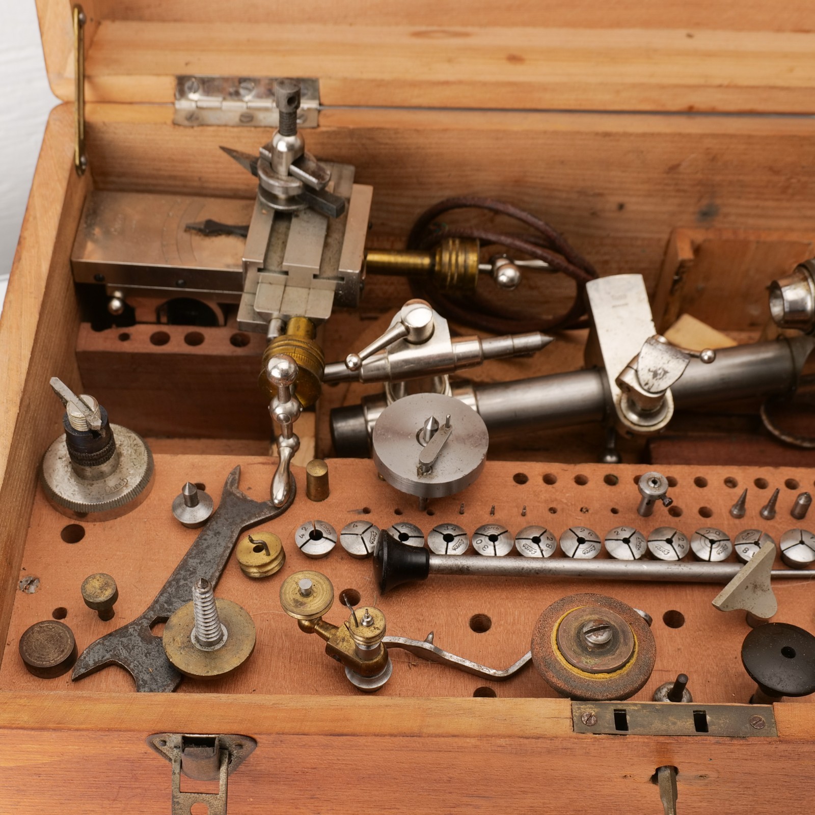 Watchmakers Lorch 8mm Lathe Kit Box Vintage Cross Slide Germany