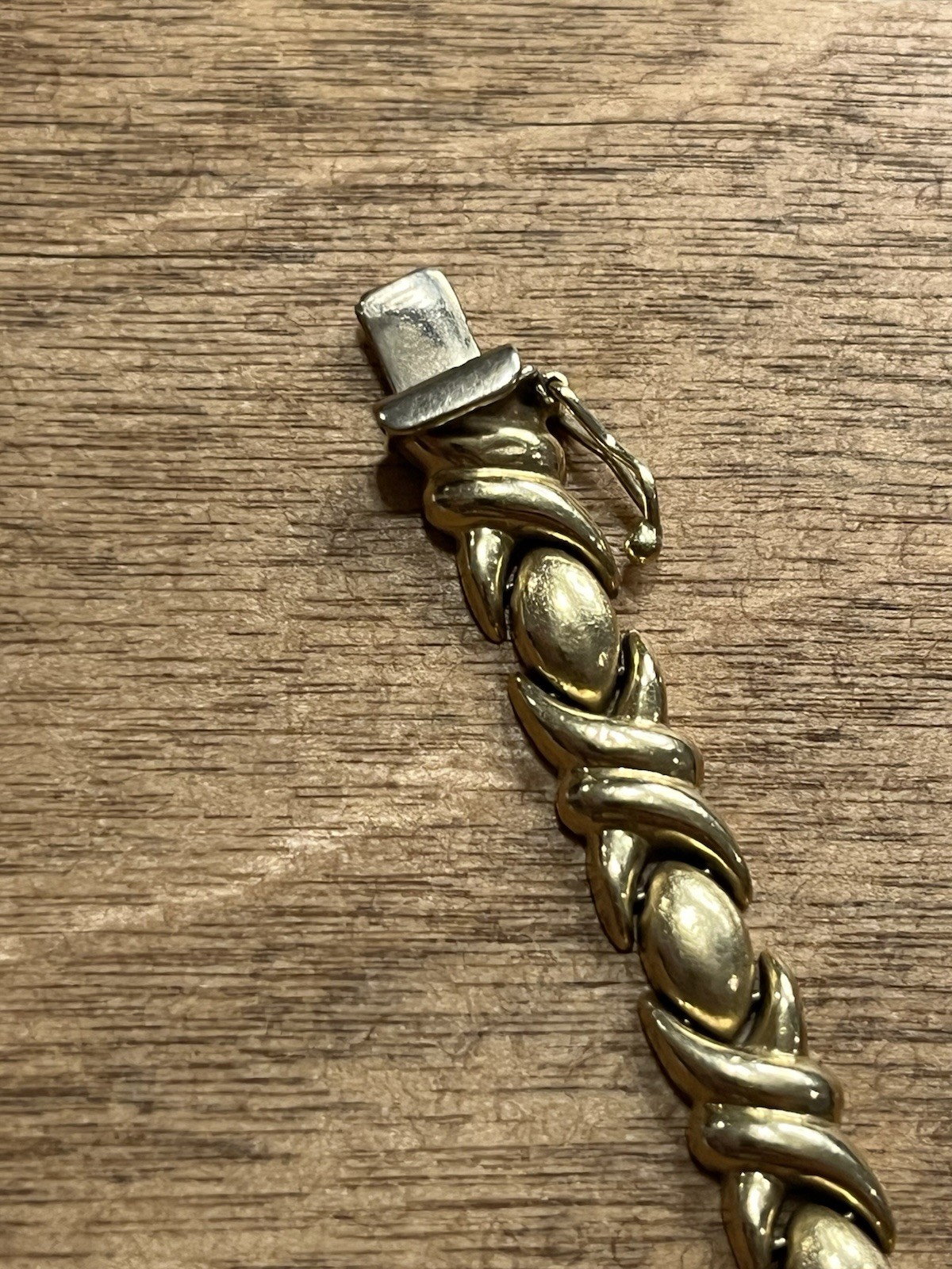 Vintage Turkish 14K Solid Gold Aurafin XO Hugs & Kisses Link Bracelet 7.5”, 8.9g