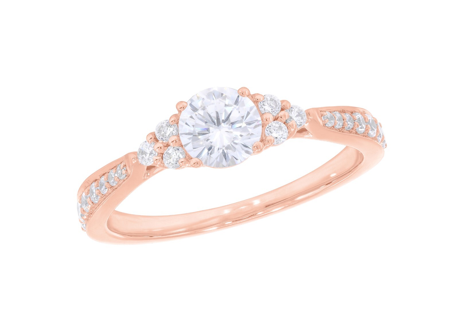 0.97 Carat Round Lab Grown Diamond Ring 14k White Gold Certified