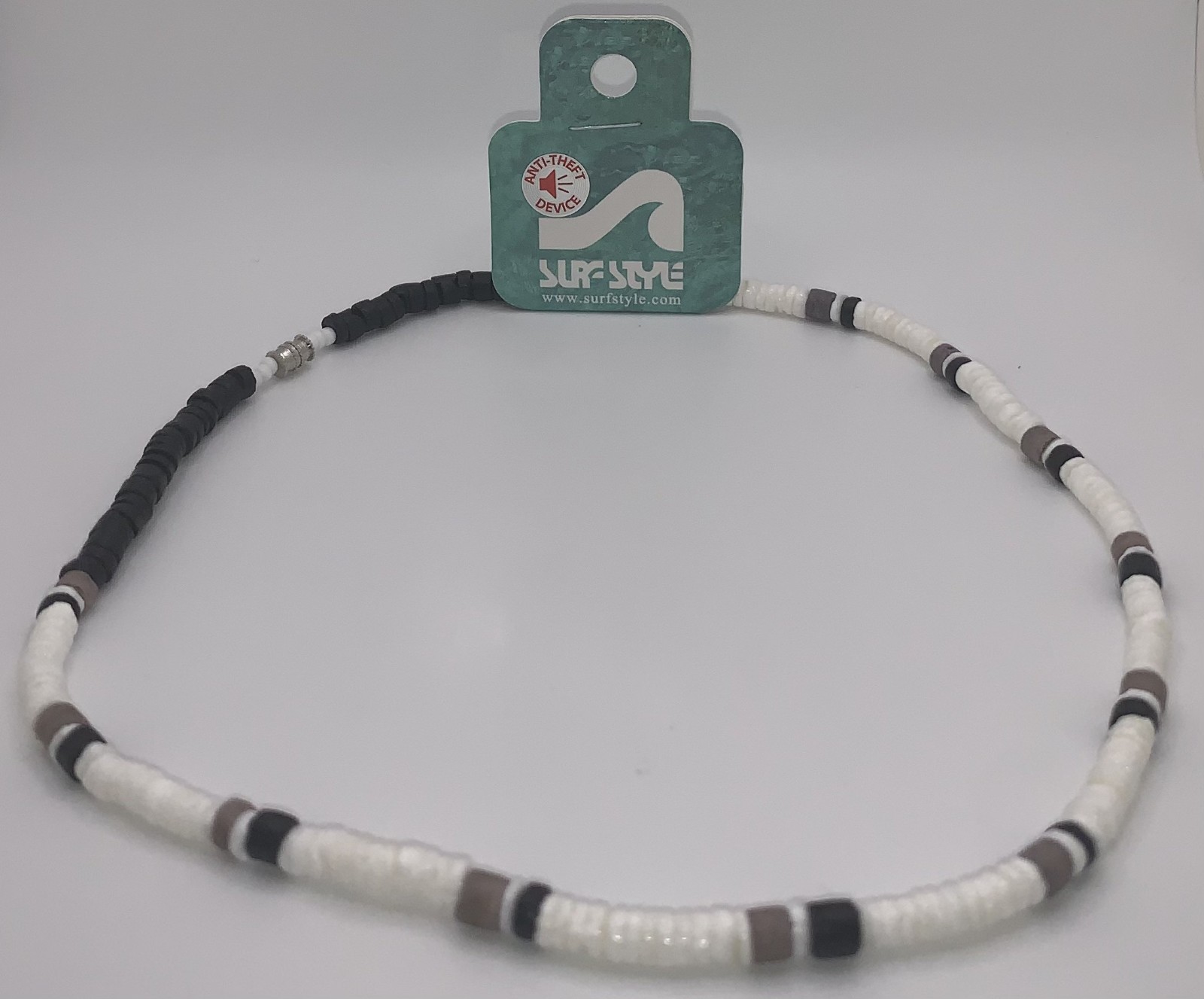 Surf Style Necklace Gray White Black Beads 18″ 136240 New Authentic BOGO!