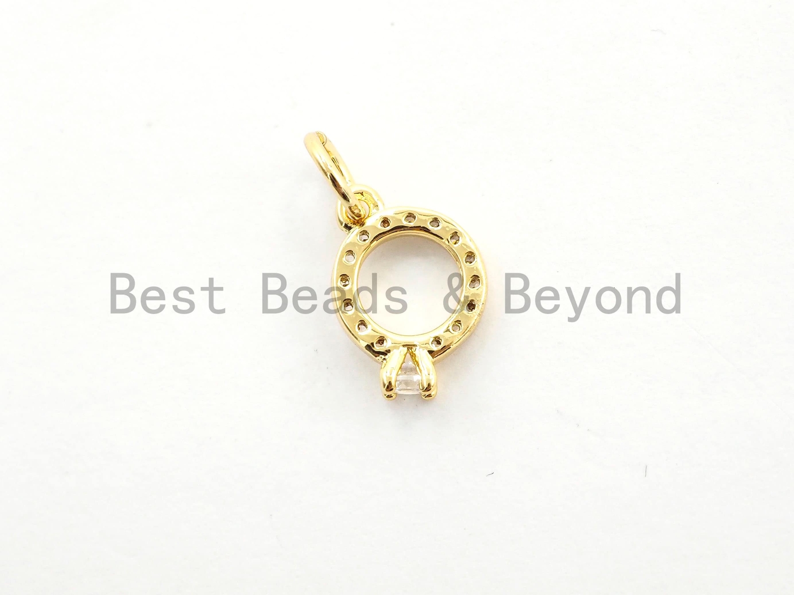 2pcs CZ Micro Pave Diamond Ring Pendant/Charm,Cubic Zirconia Paved Charm,