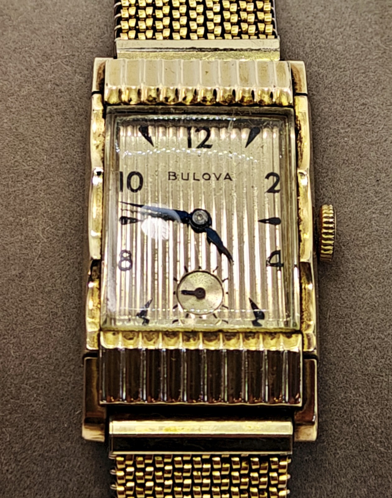 Vintage 1950 Bulova Academy Award T Men’s Watch 10K GF Curtain Dial 21J