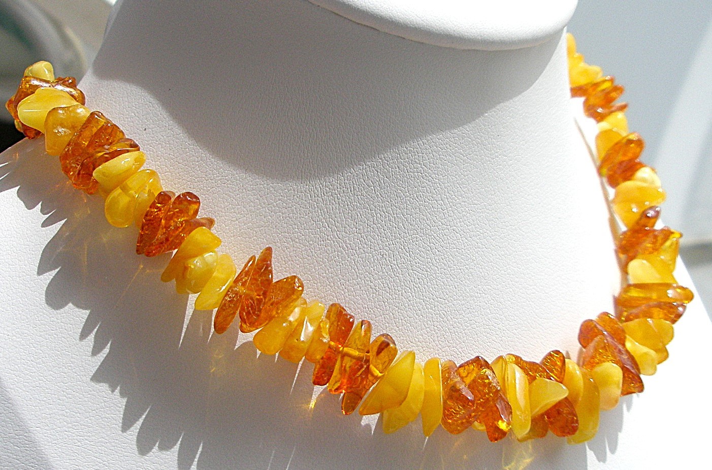 Genuine Baltic Amber Chip Necklace Boho Egg Yolk Cognac 45 cm – 17.7”, 18 gram
