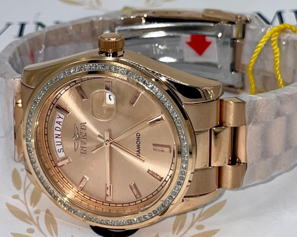 Invicta Elite Diamond 0.30 Carat Diamond Unisex Watch – 38mm, Rose Gold (48766)