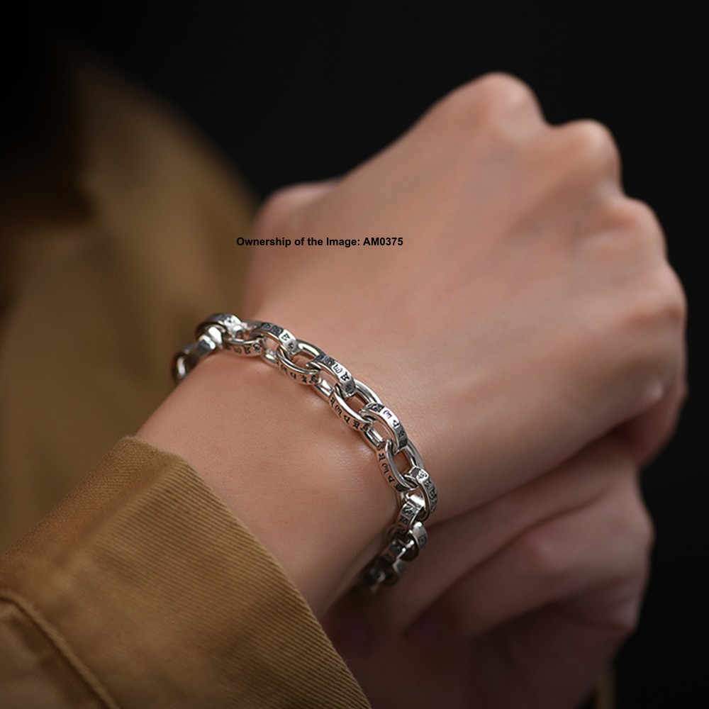 Real S925 Sterling Silver Bracelet 8mm Oval Link Bracelet Women Men 7.1-8.7inch