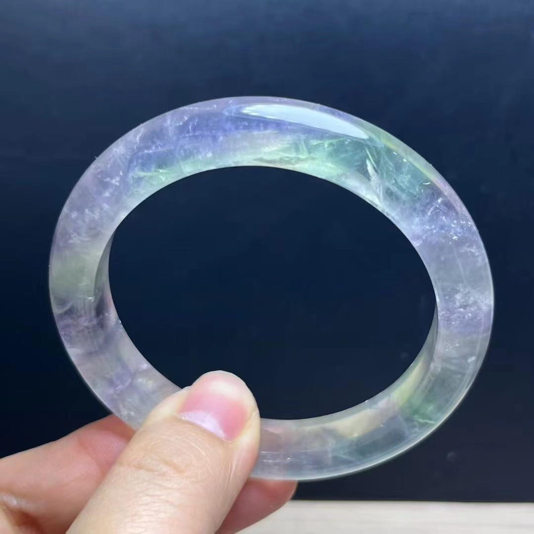 61mm Natural Color Fluorite Crystal Quartz Handmade Bracelet