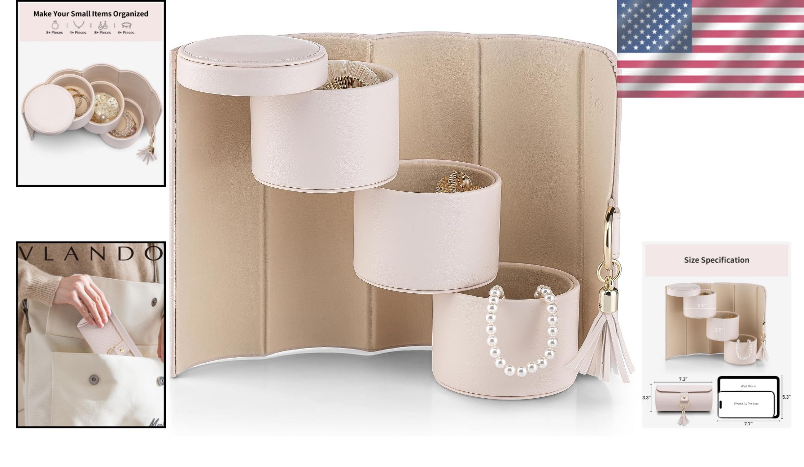 Multi-Functional Jewelry Travel Case for Women – Perfect Gift in Light Pink