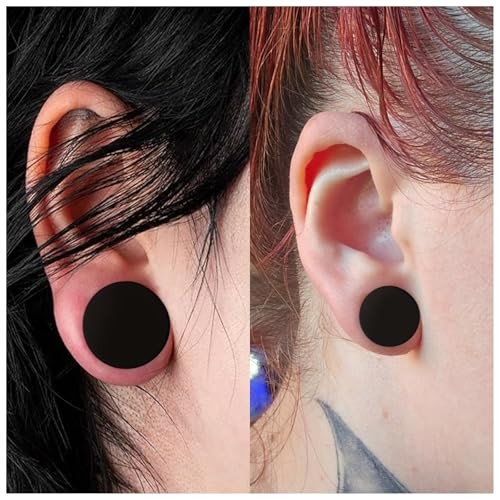 8G-25mm Black Soft Solid Silicone Ear Gauges Stretching Kit Black 8G-25mm