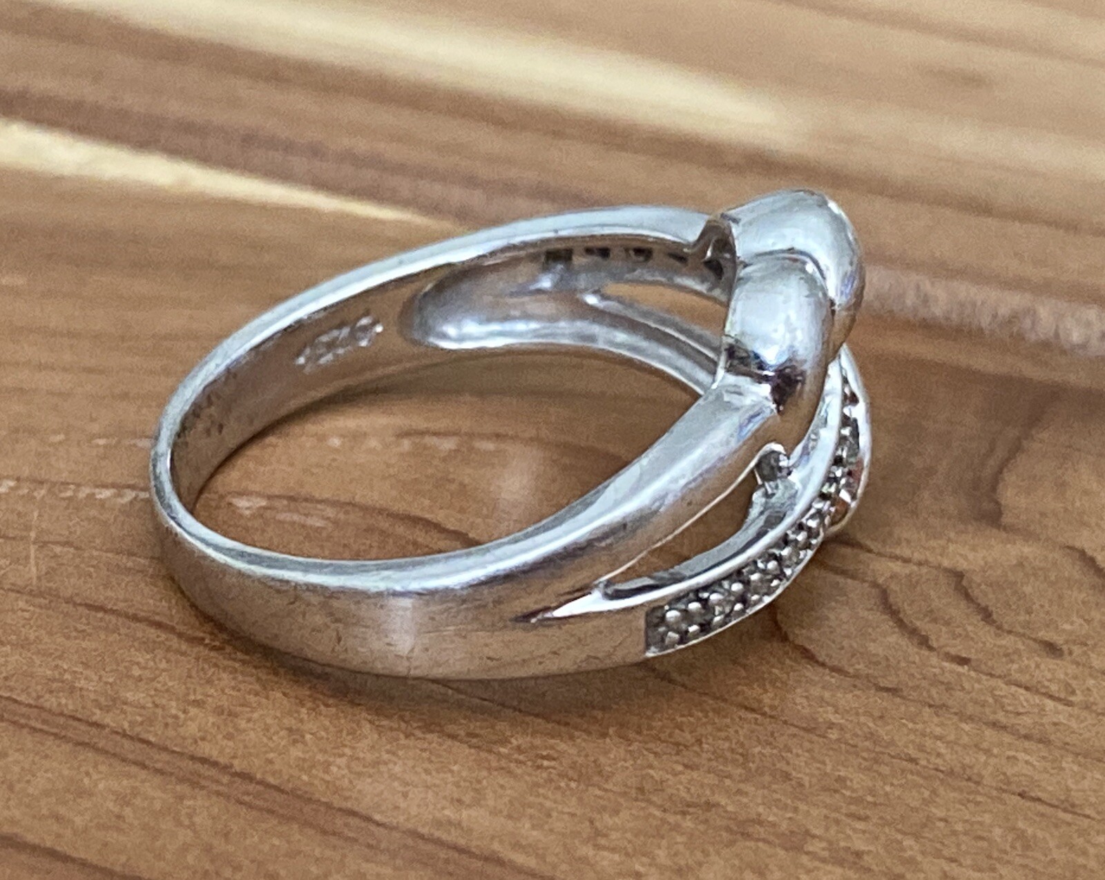 Vintage Wilson Brothers Jewelry 925 Open Heart Diamond Chips Promise Ring Size 7