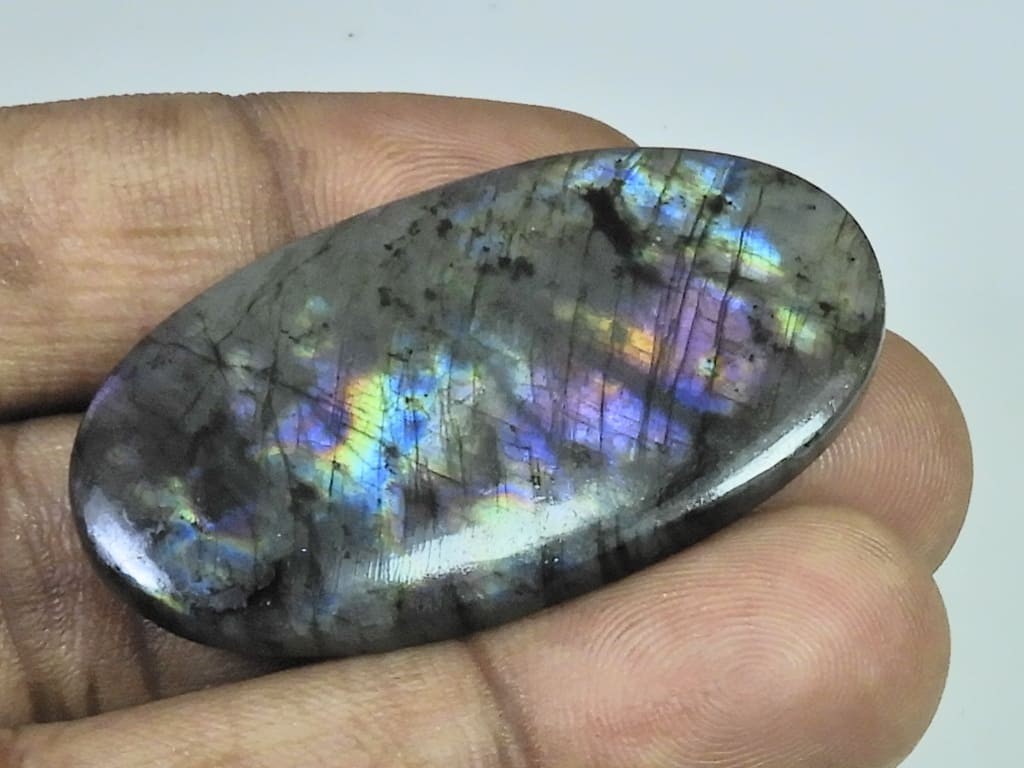 24X46X05MM Natural Purple Labradorite Spectrolite Oval Loose Gemstone 64Cts. G08