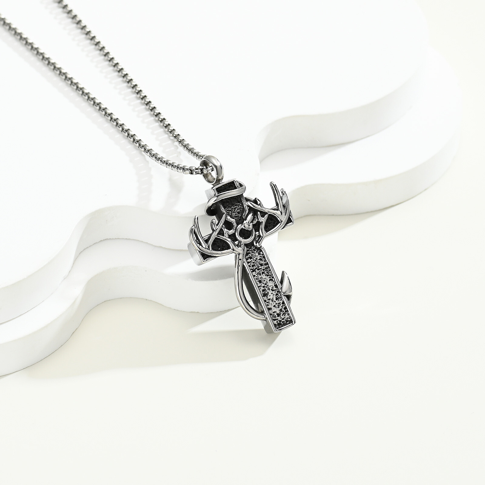 Fish Hook Deer Cross Urn Pendant Cremation Jewelry for Ashes Memory Necklace