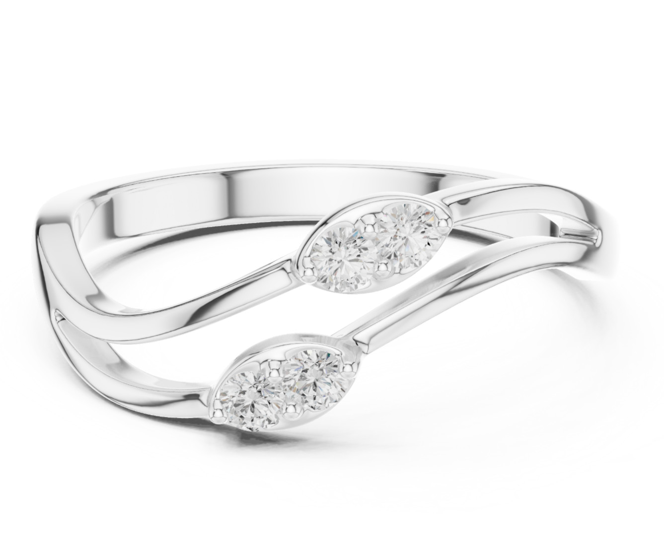 Certified Natural Diamond Flora Cosmos Minimalist Women’s Ring 14K Gold Over