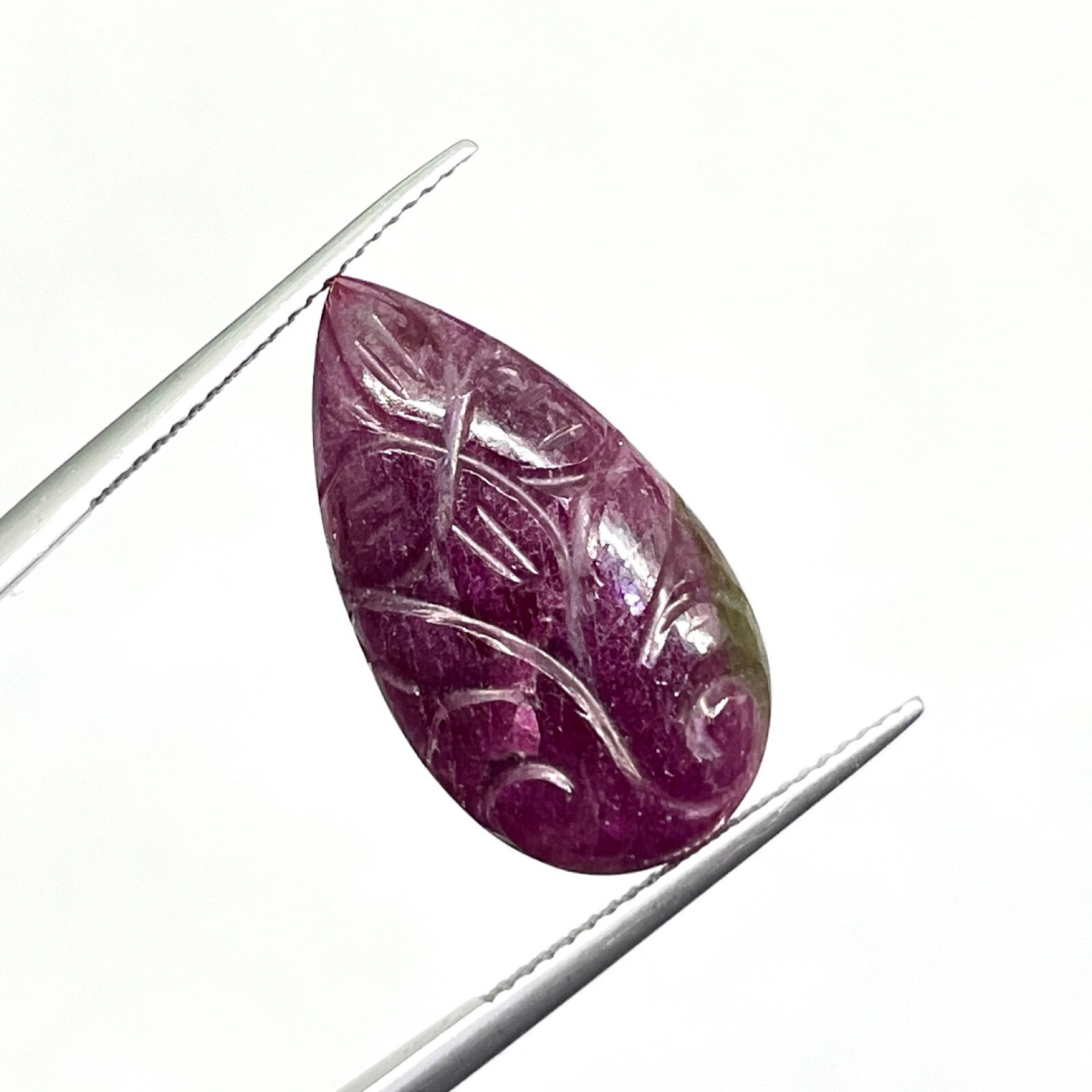 15.85 Cts Natural Ruby Unheated Pear Hand Carved Red Loose Gemstone
