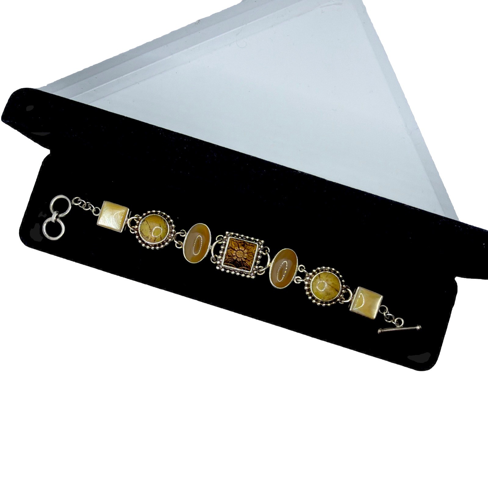 WK Whitney Kelly 925 China Sterling Silver Jasper & Multi Gemstone Bracelet