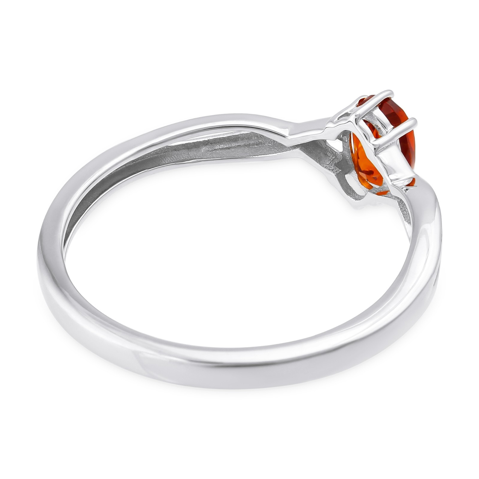 0.45 CT Oval Madeira Citrine Orange Enamel Solitaire Ring 925 Sterling Silver
