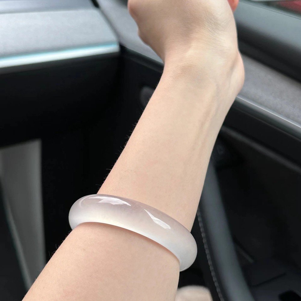 Certified 52-66mm High Ice White Natural Burma Jade jadeite Bangle Bracelet