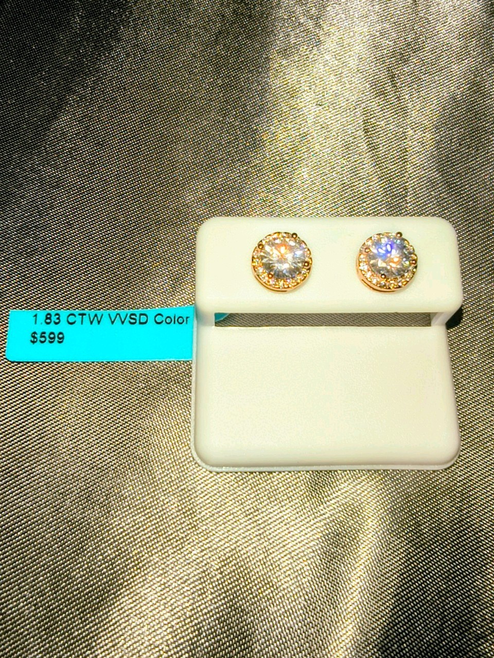 1.83 CT Diamond Earrings NWT Sterling Silver Rose Gold Plated