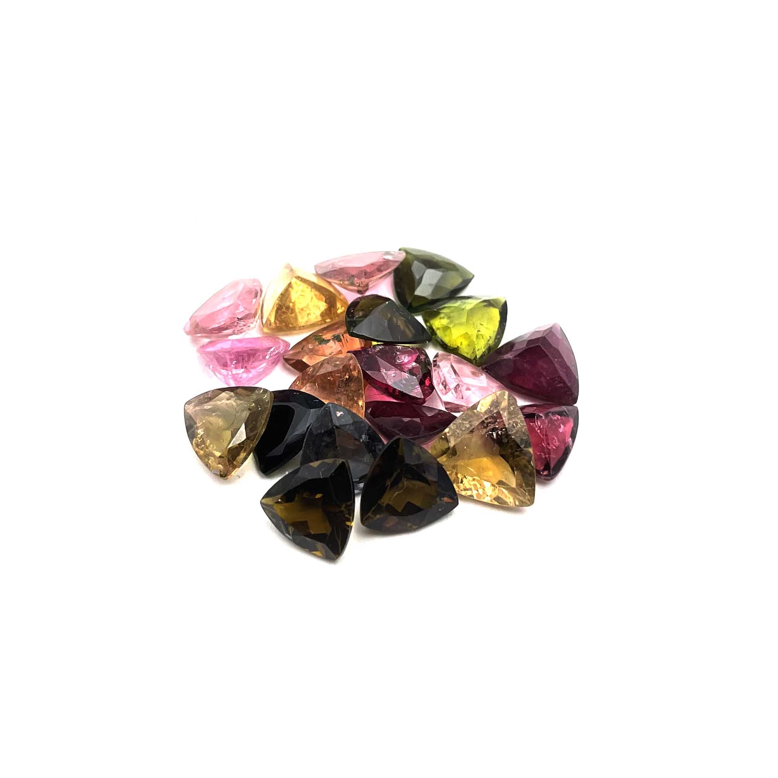Natural Multi Tourmaline Trillion Cut Loose Gemstone Lot 4 Pcs 8-9 MM 6 CT